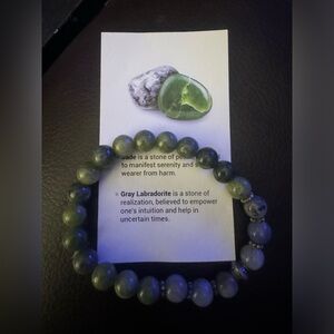 Jade & Labradorite gemstone bracelet NEW peace & empowerment M